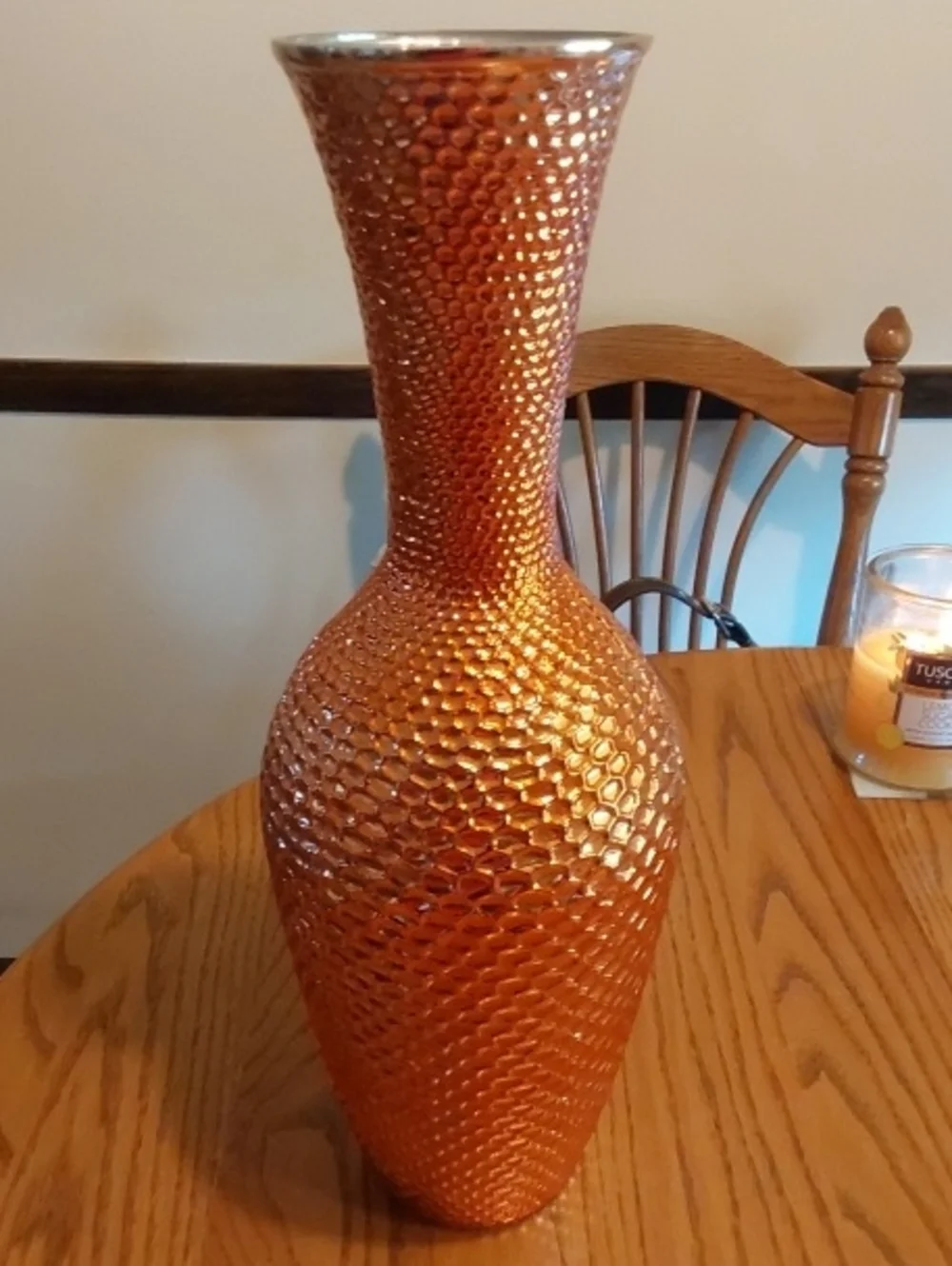 Decorative Textured Orange Home Accent Vase